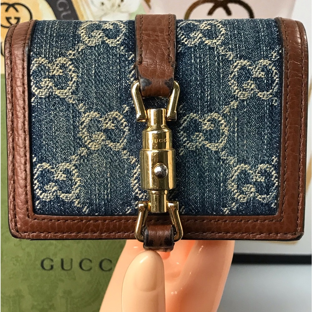 ‼️SOLD‼️GUCCI Jackie 1961 Denim Compact Card Wallet 😍🔥 - Picture 8 of 17